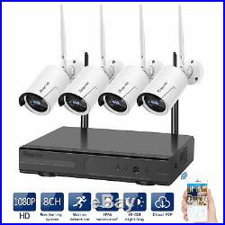 Rraycom WiFi IP Camera 8CH Wireless 1080P NVR Home Security CCTV System NO HDD a