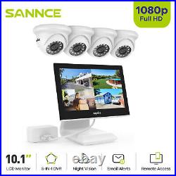 SANNCE 10.1 LCD Monitor 5in1 4CH DVR Outdoor 1080P CCTV Security Camera System