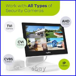 SANNCE 10.1 LCD Monitor 5in1 4CH DVR Outdoor 1080P CCTV Security Camera System