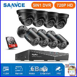 SANNCE 1080N CCTV 8CH DVR 720P HD IR Night Vision Security TVI Camera System 1TB