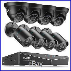 SANNCE 1080N CCTV 8CH DVR 720P HD IR Night Vision Security TVI Camera System 1TB