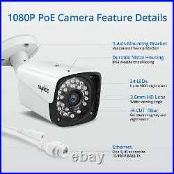 SANNCE 1080P 4CH NVR PoE Outdoor Full 2MP CCTV Security Camera System 1TB HDD
