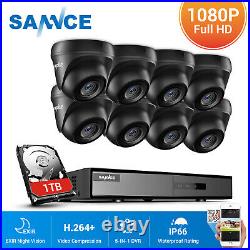 SANNCE 1080P HDMI 8CH CCTV 5IN1 DVR 2MP HD Outdoor IR Security Camera System 1TB