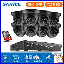 SANNCE 1080P HDMI 8CH DVR 1500TVL 720P IR Night Day CCTV Security Camera System