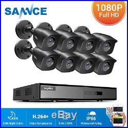 SANNCE 1080P HDMI 8CH DVR HD 2MP Outdoor IR Night Vision Security Camera System