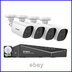 SANNCE 1080P Lite 8CH DVR 1TB CCTV 2MP Video Security Camera System AI Detction