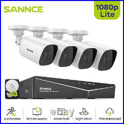 SANNCE 1080P Lite 8CH DVR 1TB CCTV 2MP Video Security Camera System AI Detction