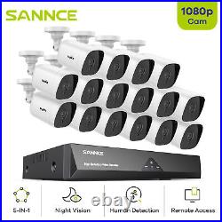 SANNCE 16 Channel H. 265+ DVR 16x 1080p CCTV Outdoor Home Security Camera System