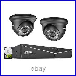 SANNCE 4CH 1080P DVR Home CCTV Security Camera System Outdoor IR Night Vision AI