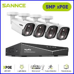 SANNCE 5MP CCTV POE Security IP Camera System 4CH NVR Outdoor 100ft IR Night Vis