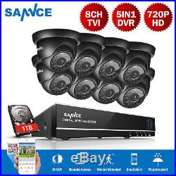 SANNCE 5in1 1080P HDMI 8CH DVR 1500TVL 720P IR CCTV Security Camera System 1TB