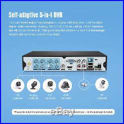 SANNCE 5in1 8CH 1080P HDMI DVR 1500TVL IR CUT CCTV Camera Home Security System