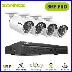 SANNCE 8CH 8MP NVR 3MP POE Security IP Camera System Network Outdoor AI Motion
