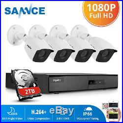 SANNCE H. 264+ 4CH DVR Outdoor CCTV 1080P 2MP Video Security Camera System Onvif