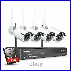 SANNCE Wireless CCTV Security System 8CH H. 264+NVR AI Human Camera Remote IP66