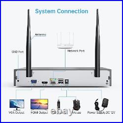 SMONET Audio 3MP WIFI IP 8CH 2K NVR Outdoor Wireless Security Camera System CCTV