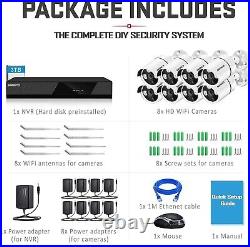 Sansco 8 Channel Wireless CCTV Security Camera System 3TB HDD NVR Recorder