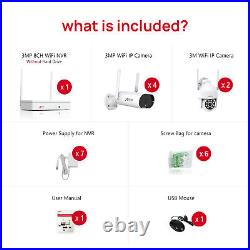 Security Camera System CCTV Wifi Wireless Home Outdoor Audio 8CH NVR HD 3MP Kits