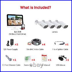 Security Camera System Outdoor With 12 Monitor 8CH 1080P HD CCTV 1TB Hard Drive