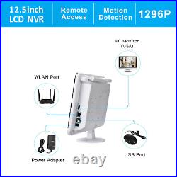 Security Camera System Wireless Audio Outdoor WiFi CCTV 12''Monitor Night Vision
