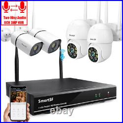 SmartSF 3MP 8CH Two way audio Home Security Camera System Wireless Outdoor CCTV