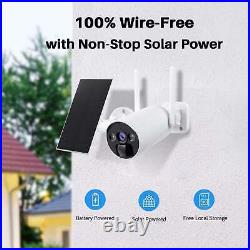 Solar Battery Powered Security Camera System Outdoor Wireless Wifi Home IP CCTV