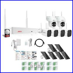 Solar Panel Security Camera Outdoor Battery Powered System WIFI CCTV 1TB 8CH Kit