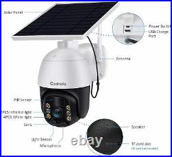 Solar Power Dome Security Outdoor Camera WiFi IP PTZ 1080P HD CCTV Night Vision