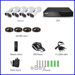 TMEZON 4CH 1080N CCTV DVR 1500TVL HD IR Outdoor Home Security Camera System APP