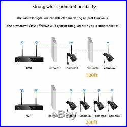 TMEZON 4CH Wireless 1080P NVR Outdoor Indoor WIFI Camera CCTV Security System