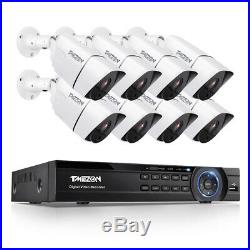 TMEZON 8MP CCTV Camera 8CH 4K H. 265 HD DVR In/Outdoor IR Night Security System