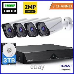 TOGUARD 1080P 8CH DVR Home Security Camera System CCTV Wired AHD Outdoor 3TB HDD