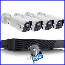 TOGUARD 4K Video NVR POE Security Camera System 8CH Home 4x Wired 8MP IP Cam+3TB