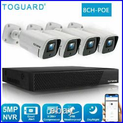 TOGUARD 5MP PoE Home Security CCTV IP Camera System 8CH NVR Outdoor Night Vision