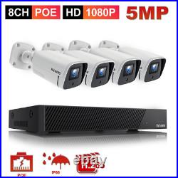 TOGUARD 5MP PoE Security Camera System 8CH NVR CCTV Home Surveillance Camera