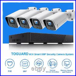 TOGUARD 5MP PoE Security Camera System 8CH NVR CCTV Home Surveillance Camera