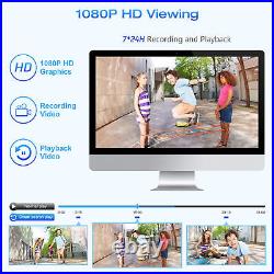 TOGUARD Wireless CCTV 8CH NVR 1080P Video Security Camera System Outdoor WIFI IR