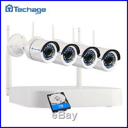 Techage 4CH 720P Wireless NVR 1.0MP Wifi IP Camera CCTV Security System +1TB HDD