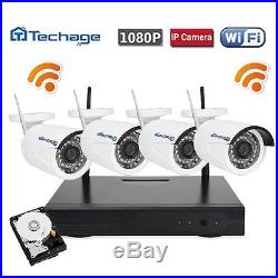 Techage 4CH Wireless 1080P NVR 2.0MP HD Camera Home Security CCTV System+1TB HDD
