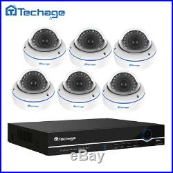 Techage 8CH 1080P 48V POE NVR 6PCS 2.0Mp IP Camera Outdoor Security CCTV System