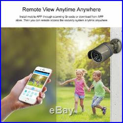 Techage 8CH 48V 1080P POE NVR 6PCS 2.0MP IP Camera Outdoor Security CCTV System