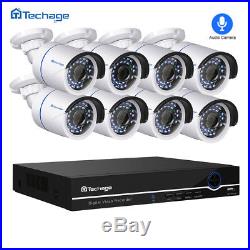 Techage 8CH 48V POE NVR 2.0MP 1080P IP Camera CCTV Home Outdoor Security System