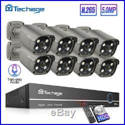 Techage 8CH 5MP H. 265 POE AI IP Camera 2-Way Audio Home Security CCTV NVR System