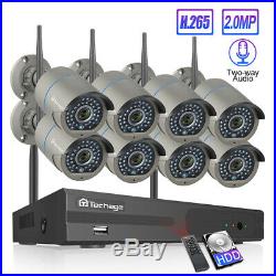 Techage 8CH Wireless NVR 2MP 1080P 2-Way Audio Wifi Camera CCTV Security System