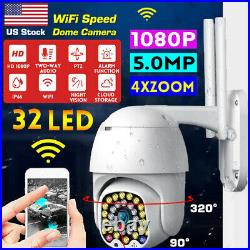 US 2x 2/5MP 1080P IP Camera Outdoor WiFi PTZ CCTV Security Wireless Smart IR Cam