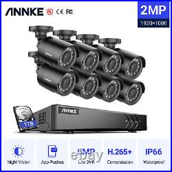 Used ANNKE 8CH 5MP Lite DVR 1080P Night Vision CCTV Camera Security System 1TB