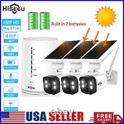 Used Hiseeu 10CH NVR 4MP Solar Battery Power Security Camera System CCTV Kit