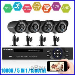 Waterproof 4CH 1080N AHD DVR 1500TVL Home Security Camera Kit Night Vision CCTV