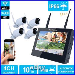 WiFi CCTV 4CH 10 TFT LCD NVR HD IP Camera Wireless Security System Night Vision