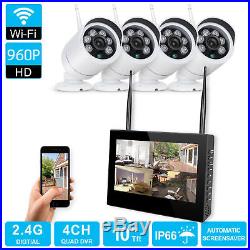 Wireless 10 TFT LCD Monitor 4CH DVR 960P HD WIFI CCTV Camera Security System US